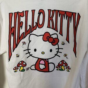 Sanrio Hello Kitty Mushroom Retro Graphic White Hoodie Sweatshirt Women’s Small